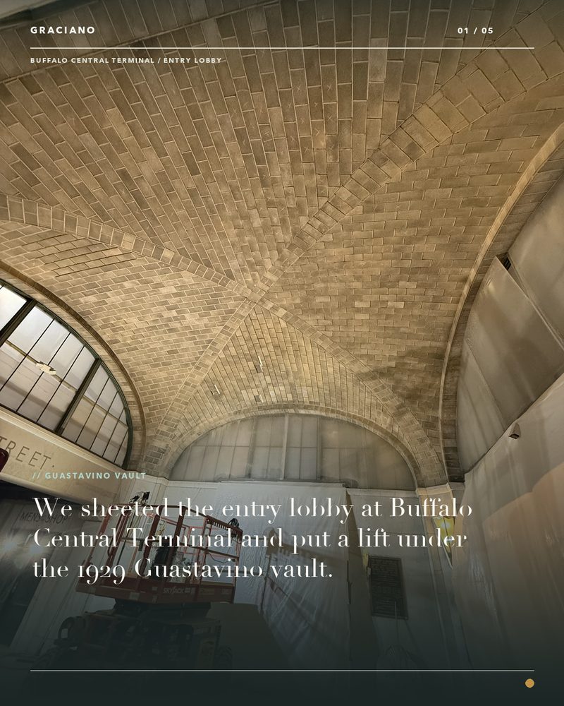 Instagram post: under the entry lobby vault at Buffalo Central Terminal