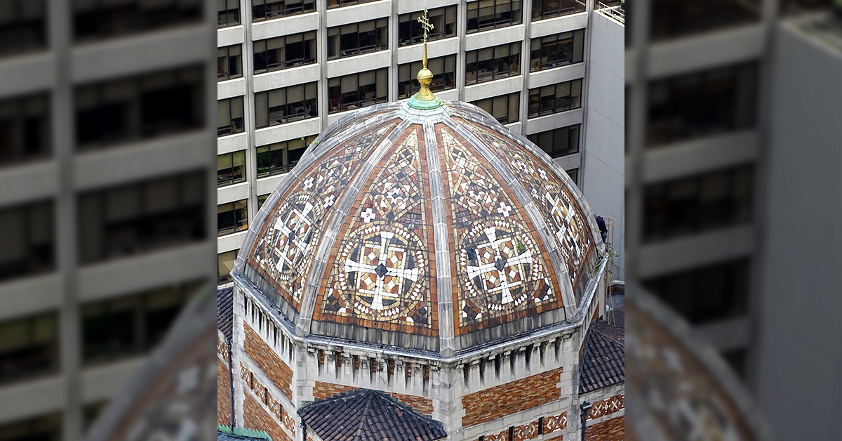 St. Bartholomew's Episcopal Church before restoration by Graciano Corporation