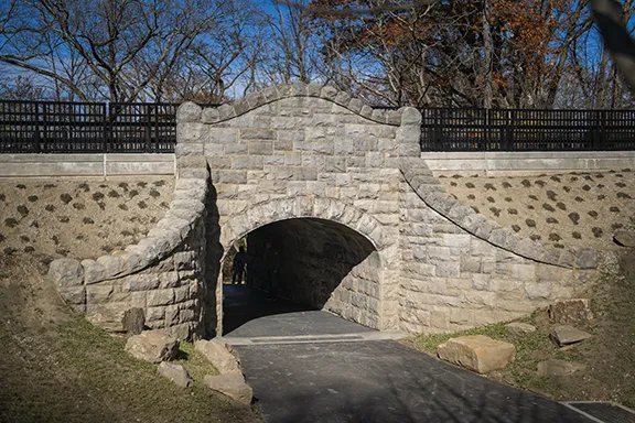 Highland Park pedestrian tunnel after masonry restoration, Pittsburgh